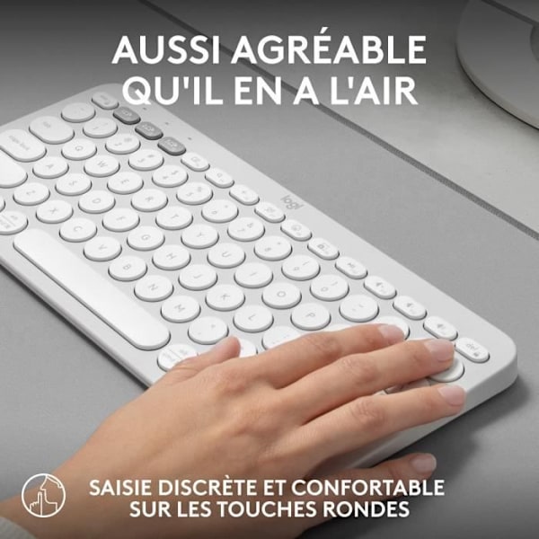 LOGITECH - Trådlöst tangentbord - Pebble Keys 2 M380s - Bluetooth - Easy-Switch-knapp - Vit - (920-011804)