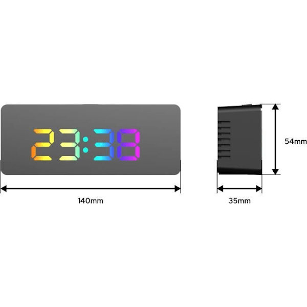 EVOOM SPEGEL RGB LED väckarklocka - Integrerad spegel