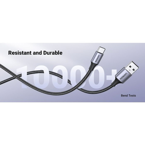 USB-kabel - UGREEN - Förstärkt USB-C- och USB-A-kabel - 1 m - Svart