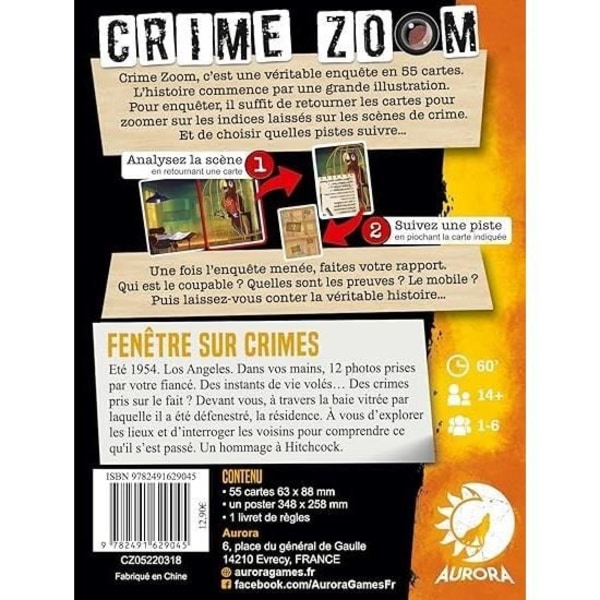 Crime Zoom Window on Crimes - Asmodee - Utredningsspel - Åldrar 14 - 30 minuter till 1 timme