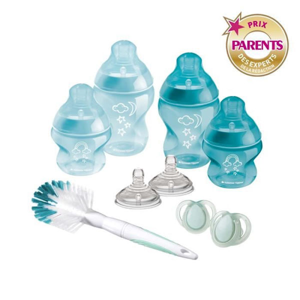 Tommee Tippee - Avancerad anti-kolik nappflaskor Newborn Kit - Slow Flow Anti-kolik ventil napp - 150 och 260 ml - Blågrön
