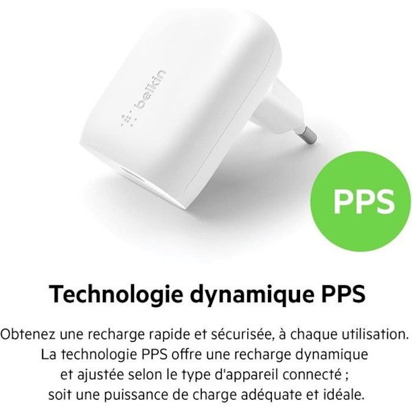 Väggladdare - BELKIN - USB-C - 30W - Vit