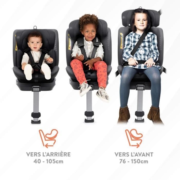 Bilbarnstol - BABYAUTO - AITANA GREY ANTRACITE - Från födsel till 12 år - 0-36 kg - I-Size - ISOFIX - 360° vridbar - ECE R129