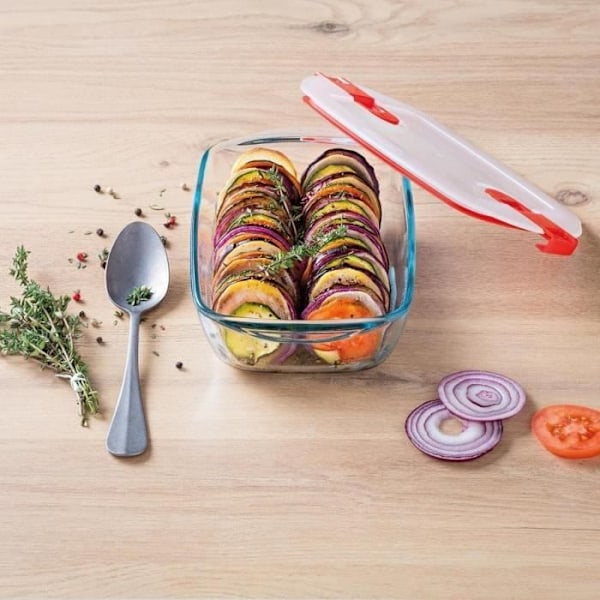 PYREX - COOK & HEAT - Rektangulär glaslåda med lock 17 * 10 cm