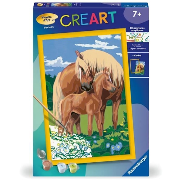CreArt Kids 31x21 cm Stolta hästar, Paint by Numbers Kit, Art Number, Ages 7+, 25850, Ravensburger