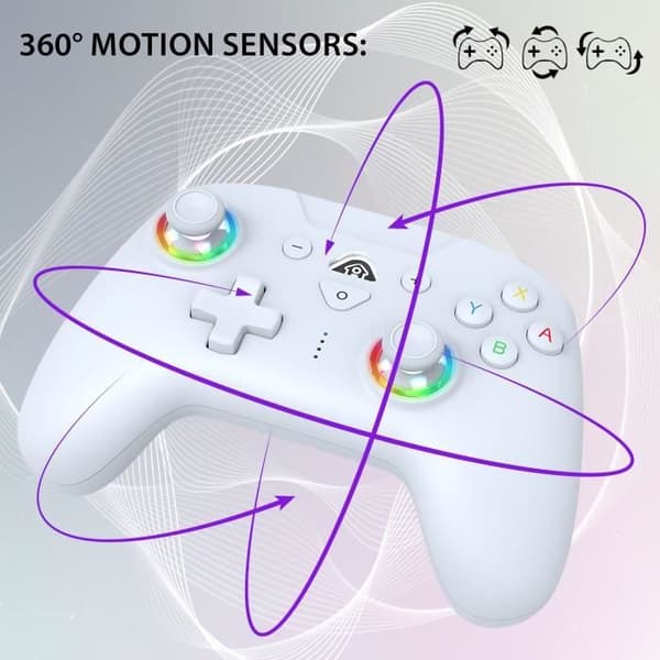 Trådlös kontroll - SUBSONIC - Switch 2 / Switch - Programmerbara lysdioder - Vibrationer - Gyroskop - Vit