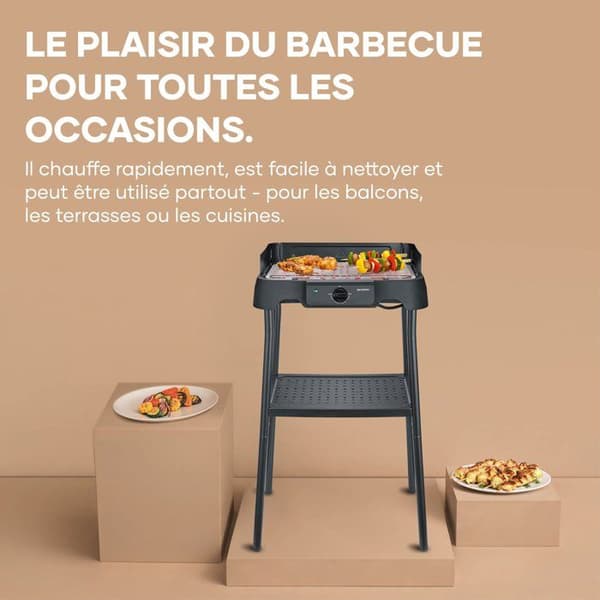 Elgrill på ben - SEVERIN - PG8594 - 2000 W - Grillyta 38 x 22 cm - Justerbar termostat - Svart