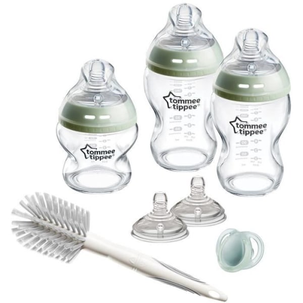 Nappflasklåda - TOMMEE TIPPEE - NATURLIG START - Glas - Anti-kolik nappflaskor 150 ml / 250 ml - Medelflödesspenar