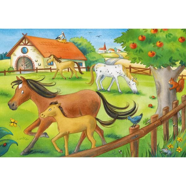 Ravensburger Vakantie op de manege barnpussel - 2 x 12 bitar - Djur