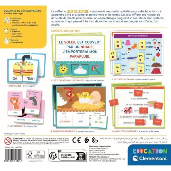 Clementoni - Lässpel box set - Förenings- och igenkänningsspel - Från 4 år