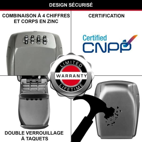 MASTER LOCK Säker nyckellåda - L-format - Förstärkt säkerhet - Väggmontering