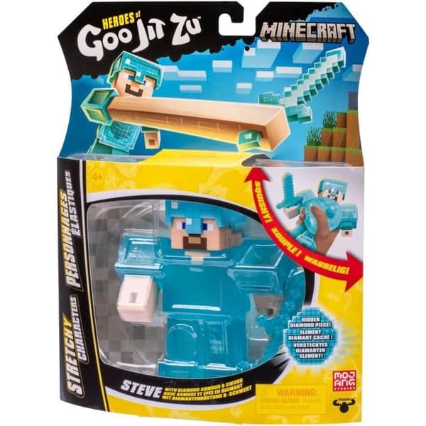 Stretchig figur - GOO JIT ZU - Minecraft Steve - 11 cm - Elastisk struktur - 3x stretchig