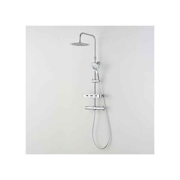 Duschpelare med termostatblandare - Edouard Rousseau - Ars Tab - Krom - Rund takdusch - Handdusch