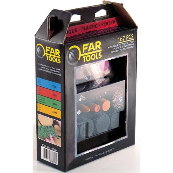 FARTOOLS Ställ in 167 tillbehör för minikvarn för plast