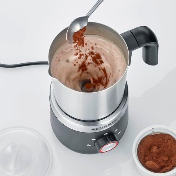 Induktionsmælkeskummer - SEVERIN - SM3588 - Varm eller kold mælkeskummer, 300ml rustfrit stål - 550W - Rustfrit stål/Sort