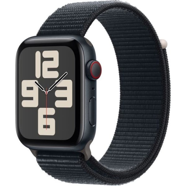 Apple Watch SE GPS + Cellular - 44 mm - Midnight Aluminium Fodral - Midnight Sport Loop Strap