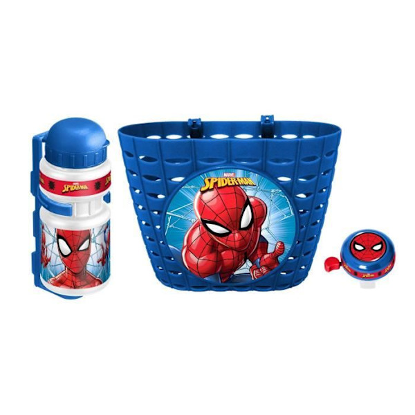SPIDER-MAN Korg + Flaska + Dörrklocka Set - För barn från 3 år - Blå och Röd Färg