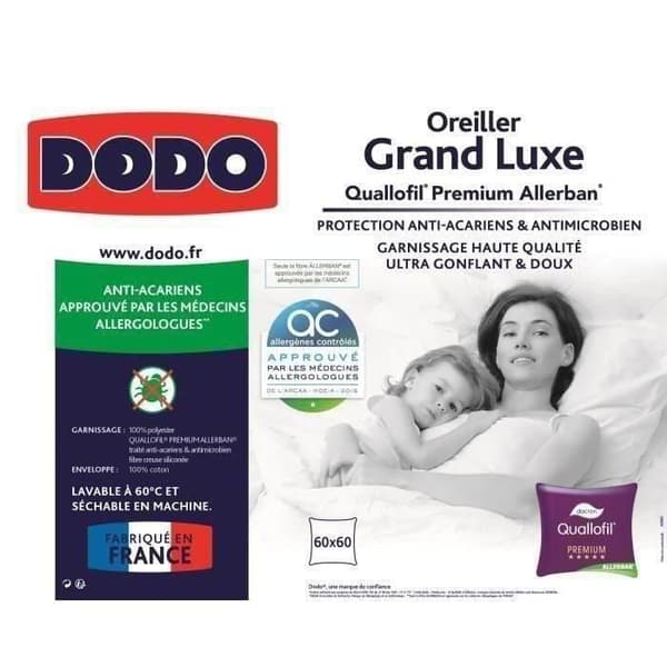 DODO Kudde Grand luxe Quallofil Allerban 60x60 cm vit