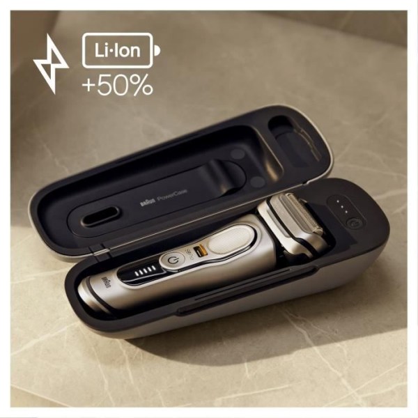 Braun PowerCase Travel Shaver Laddningsväska, Silver, kompatibel med serie 9 och serie 8 elektriska rakapparater