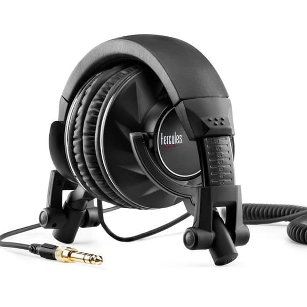 HERCULES HDP DJ60 - DJ-hörlurar - Högpresterande ljud - Optimal isolering - Vikbar - 3 m kabel - Svart
