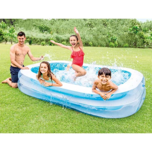 INTEX Rektangulär uppblåsbar pool för familjen - 2.62x1.75x0.56m