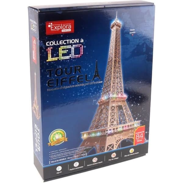 3D Light-Up Pussel - Hela Eiffel - Byggspel - UPPLORA - 84 bitar - Ålder 8+