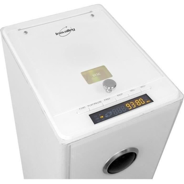 INOVALLEY HP33-CD Bluetooth Sound Tower - CD-spelare - 100 Watt högtalare - vit