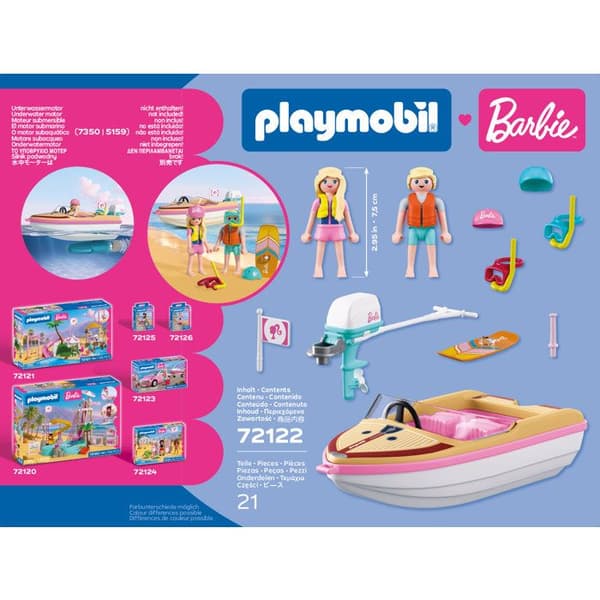 PLAYMOBIL 72122 Barbie Båd & Wakeboard, 21 dele, Fra 4 år