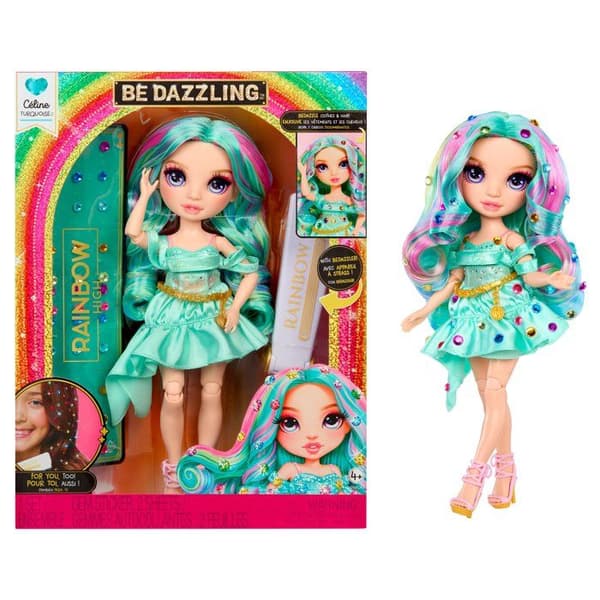 Rainbow High - Be Dazzling Modedocka - Celine Turkos - 28 cm - Gnistrande ädelstenar och tillbehör ingår