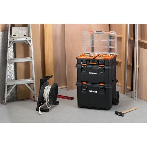 3-i-1 modulärt system - WORW BY KETER - STACK N ROLL - 48 x 39 x 69,5 cm - Svart