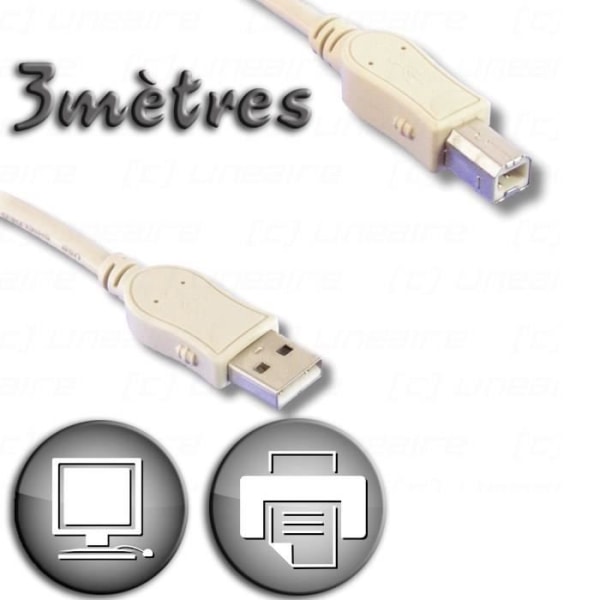 USB 2.0 En han / kabel B 3 m