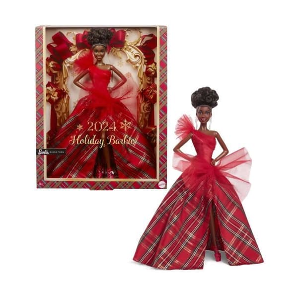 BARBIE Brun god juldocka HRM62