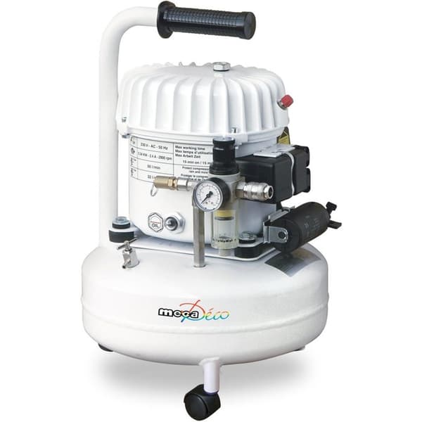 MECAFER tyst portabel luftkompressor 9L 0,5HP 8 bar för airbrush och underhåll vit