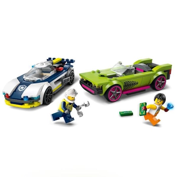 LEGO 60415 City Jakten mellan polisbilen och superbilen, leksak med minifigurer, present till barn