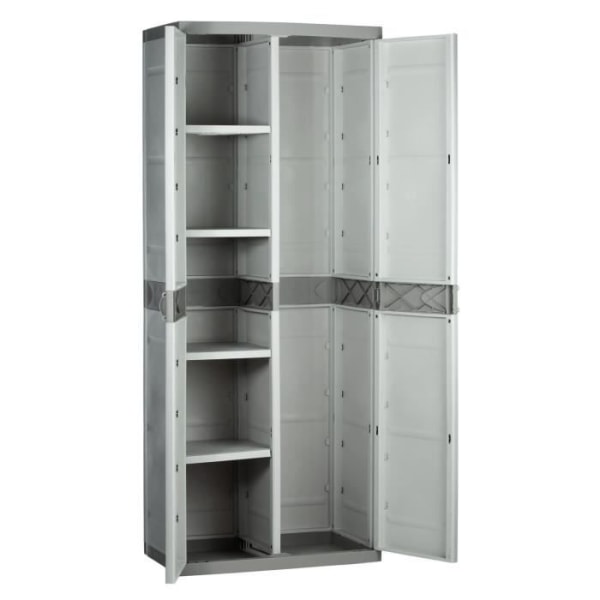 TITANIUM PLASTIKEN 2-dörrar garderob med hyllor och garderob W70 x D44 x H176 cm Beige och Taupe TITANIUM inomhus / utomhus sortiment