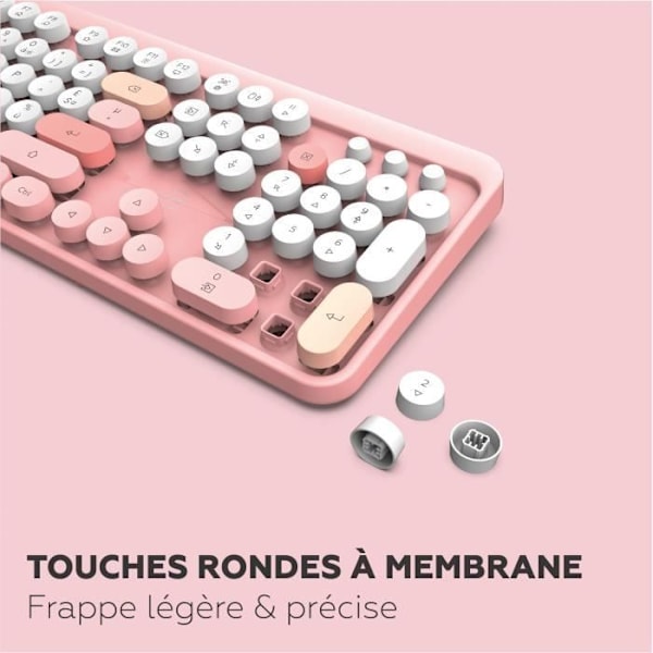 Trådlöst tangentbord + mus combo - MOBILITY LAB - Pure Color - Rosa - Ergonomisk design - Diskret skrivning