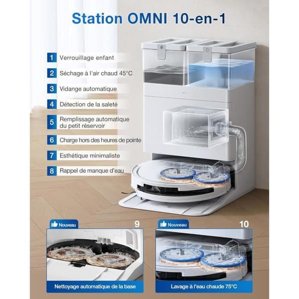 ECOVACS DEEBOT T50 OMNI Gen2 robotdammsugare & golvmopp med OMNI-station, vit vit one size