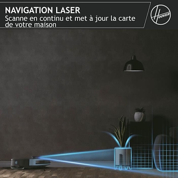 Hoover HG430H Hydro Robotdammsugare och mopp - Kraftfull 4000Pa - Alla golv - Lasernavigering - Hindersensor - Laddstation