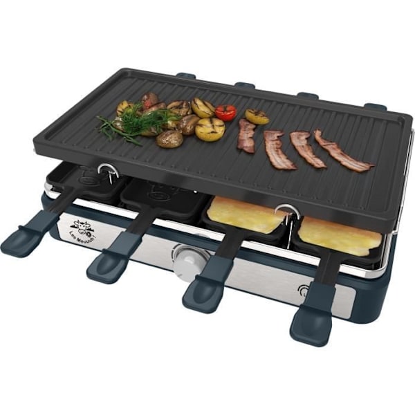 Rektangulär raclettegrill - LITTLE BALANS - Maxi Grill & Cheese - 1400 W - 8 personer - Moo / pepper design