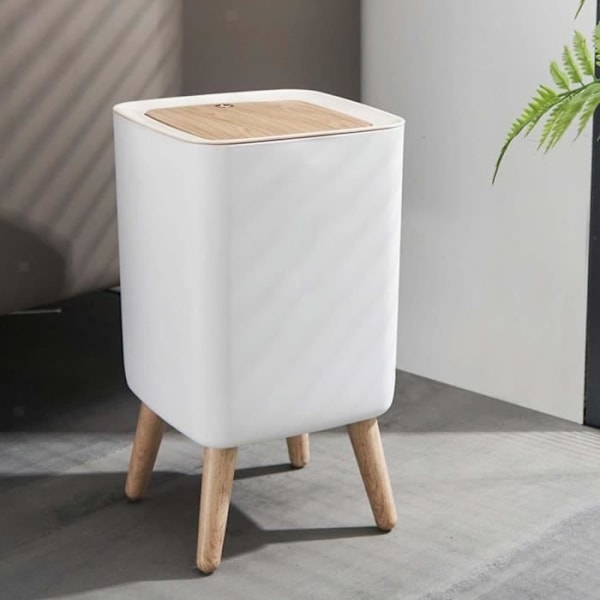 Badrum push-typ golvstående soptunna - MALMO SQUARE - KITCHEN MOVE - 10L - Designer trä
