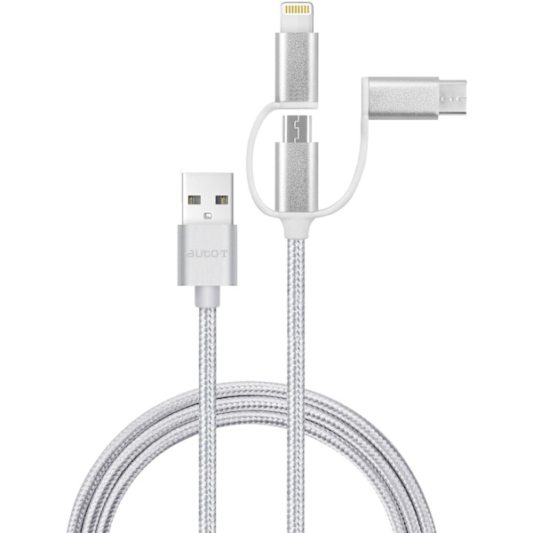 3-i-1-kabel - AUTO T - 540206 - Micro-USB - Apple - USB-C