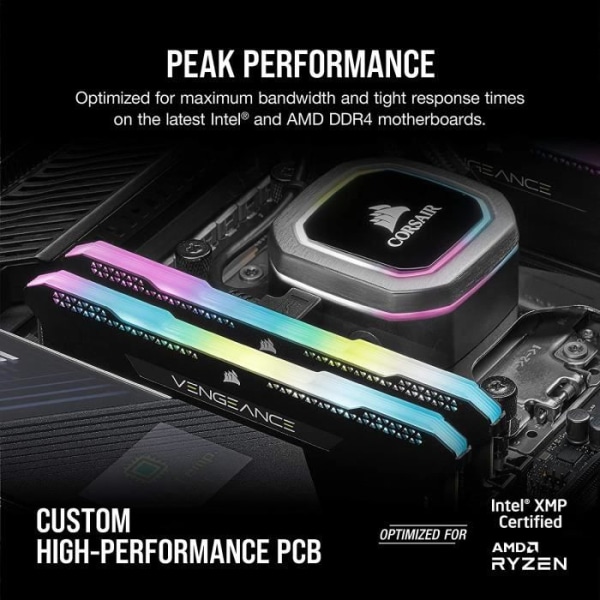 CORSAIR DDR4 PC-minne - VENGEANCE RGB PRO - 16 GB (2x8 GB) - 3600 MHz - CAS 18 - Svart (CMH16GX4M2D3600C18)