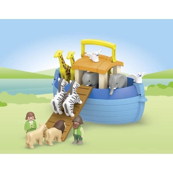 PLAYMOBIL 71681 Transportabel Noaks ark - Junior - Inkluderar flytande båt - från 1 år och uppåt