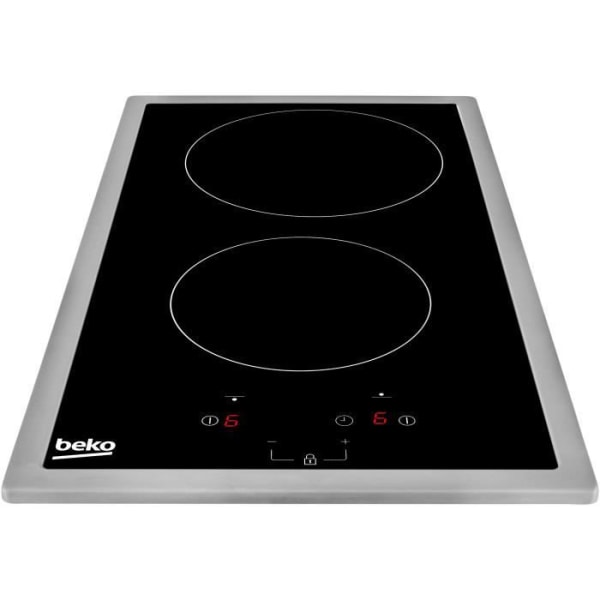 BEKO HDMC32400TX - Keramisk häll - 2 zoner - 3000W - L28,8 x D57cm - Glasbeläggning - Svart Rostfritt stål