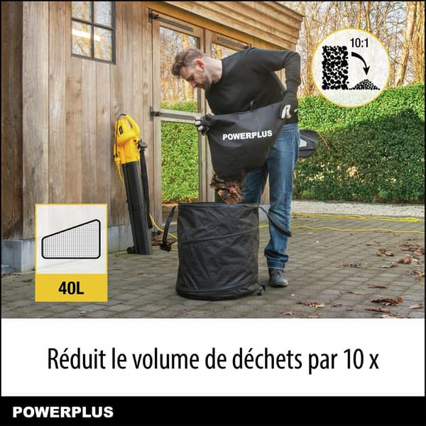Elektrisk lövblås - POWER PLUS - POWEG4030 - 3300 W - Maximal lufthastighet på 250 km/h