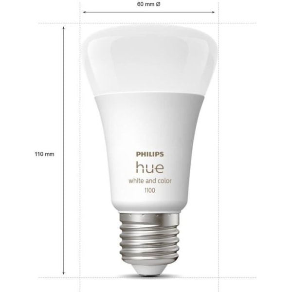 Philips Hue White and Color Ambiance, Starter Kit 2 Bulbs E27, 75W, Bluetooth, arbetar med Alexa, Google och HomeKit