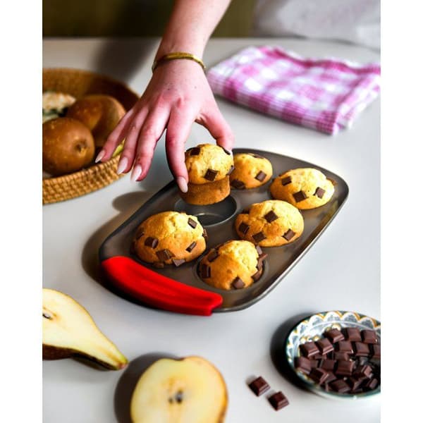 Muffinsplåt - PYREX - 1452001 - Rund - Kolstål - Non-stick - 6 håligheter