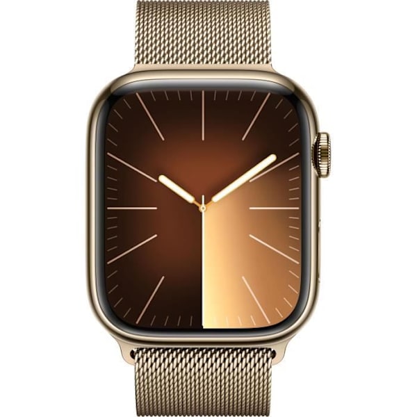 Apple Watch Series 9 GPS + Cellular - 45 mm - Guld stålfodral - Guld Milanese Loop Armband