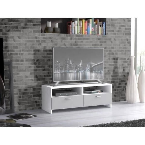 FINLANDEK HELPPO modernt TV-skåp vit och mattgrå - L 95 cm