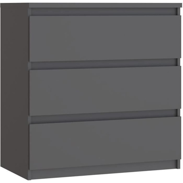 Byrå - CHELSEA - 3 lådor - Antracit - 77,2 x 42,2 x 79,9 cm